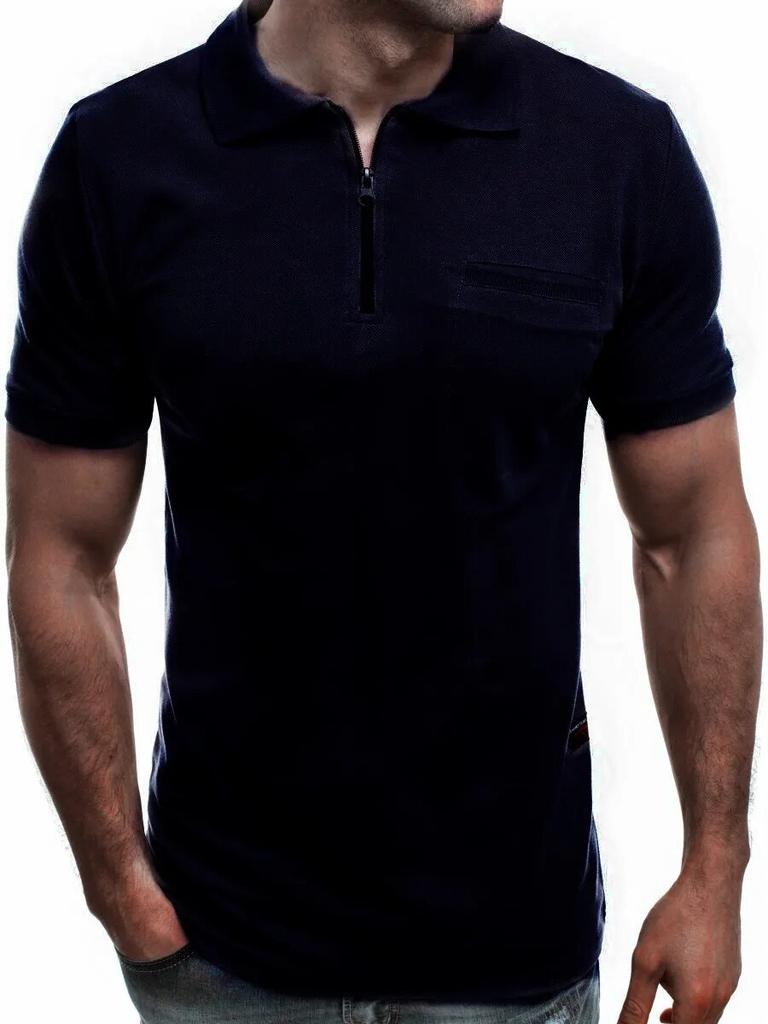 New Men's Solid Polo Shirt Lapel Short-sleeved Polos Shirt Zipper Collar Fashion Summer Thin Shirt Casual Loose Tops