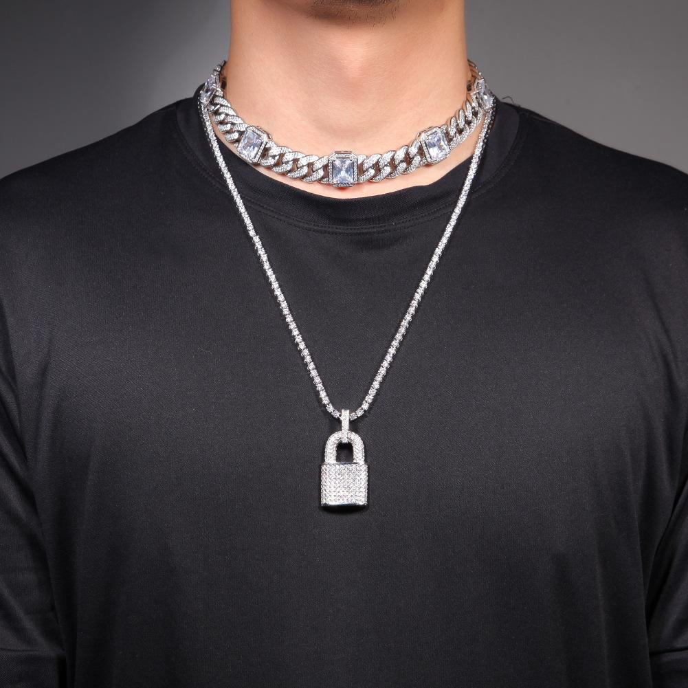 Хип-хоп циркониевый замок креативное мужское и женское индивидуальное ожерелье с подвеской Европейская и американская мода короткое ожерелье
