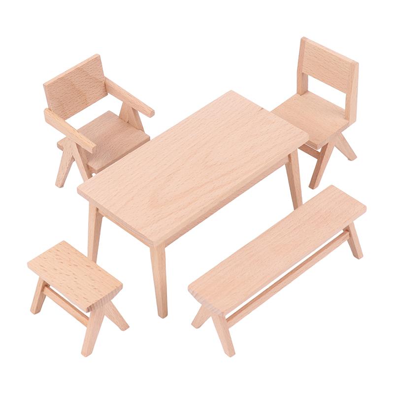 1:12 Миниатюрный кукольный домик в европейском стиле Обеденный стол Стул Скамья Кресло Мебель Модель Декор Игрушка Кукольный Дом Аксессуары