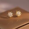 Zircon Flower Stud Earrings For Women Temperament Snowflake Earring Wedding Jewelry Gift