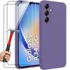 Case - BOOLING - for Samsung Galaxy A34 5G - Liquid Silicone - Shockproof - Dark Purple - with 2 Tempered Glasses