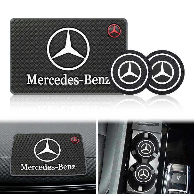 CRA1 Car Coasters Water Cup Slots Non-Slip Mat For Mercedes Benz W203 W205 W204 W221 W222 W212 W210 W211 Anti-skid Coaster Accessory