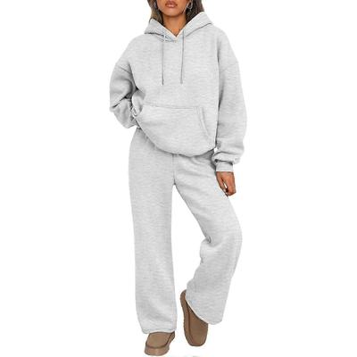 Женский спортивный костюм из двух предметов: oversized худи-свитшот и спортивные штаны светло-серый XXXL Новое поступление
