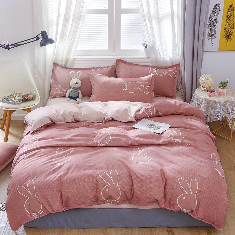 Комплект из четырех предметов постельного белья из стираного хлопка, пододеяльник, простыня, пододеяльник, простой комплект в скандинавском стиле