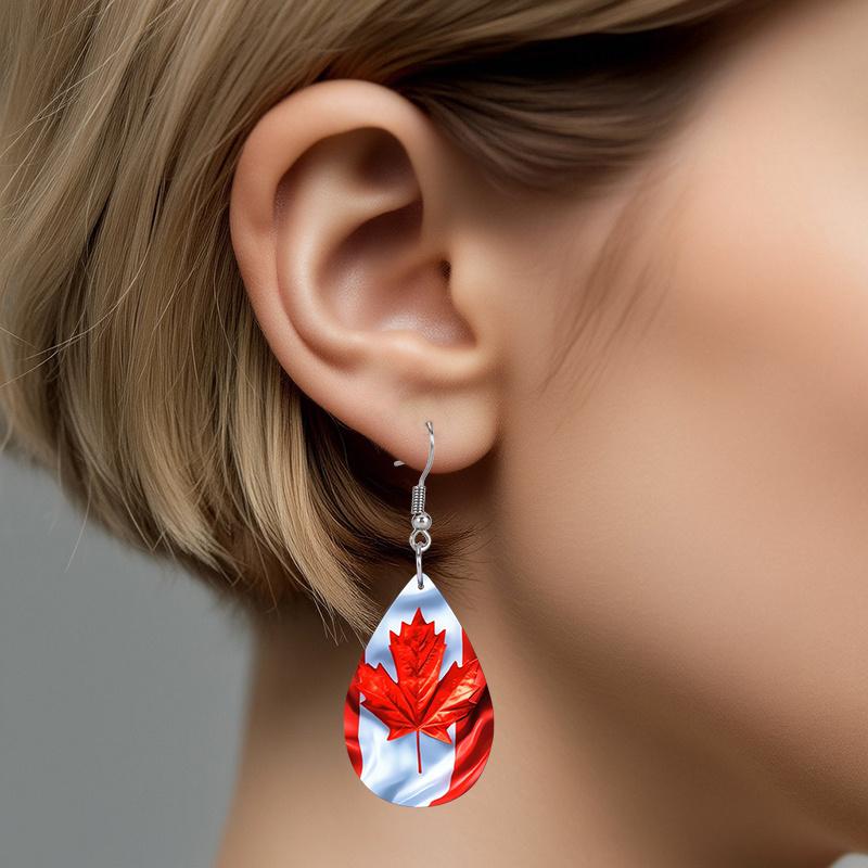 Серьги-пусеты с флагом Дня Канады, Модные серьги, Легкие серьги-подвески, Подарок с национальным флагом, Украшения с кленовым листом Канады, Аксессуары для вечеринок