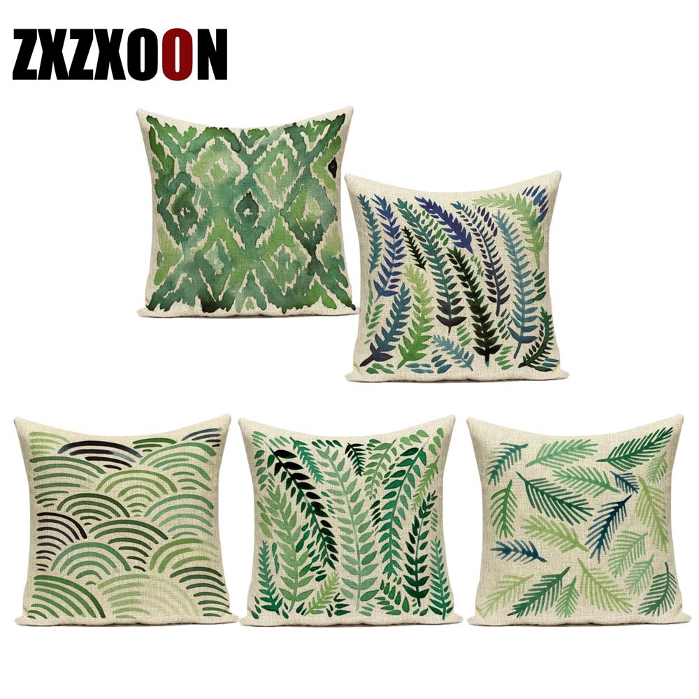 Tropical Green Plant Leaf Cactus Palm Polyester Pillow Case Sofa Home Decoration Cushion Cover Pillowcase for Living Room