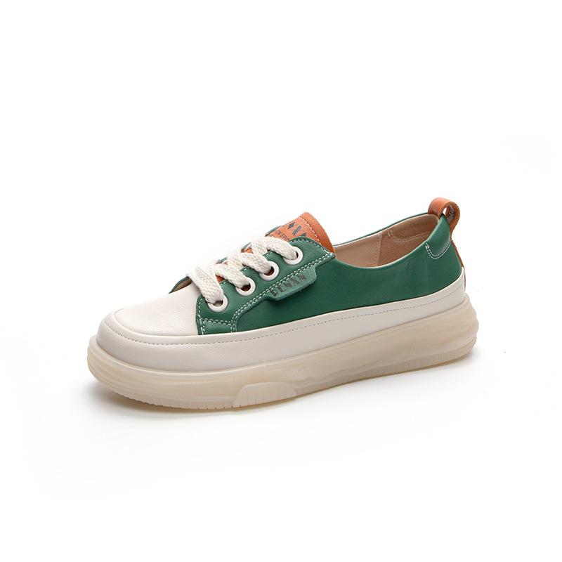 Fashion GKTINOO 100% Genuine Leather Women Causal Shoes Female Spring Casual White Shoes Sneakers Flats Breathable Outdoors Footwear