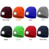 Hands Free Headlamp Cap with 3 Brightness Levels 4 LED Beanie Hat USB Rechargeable 8 Hours High Powered Light for Running Hiking