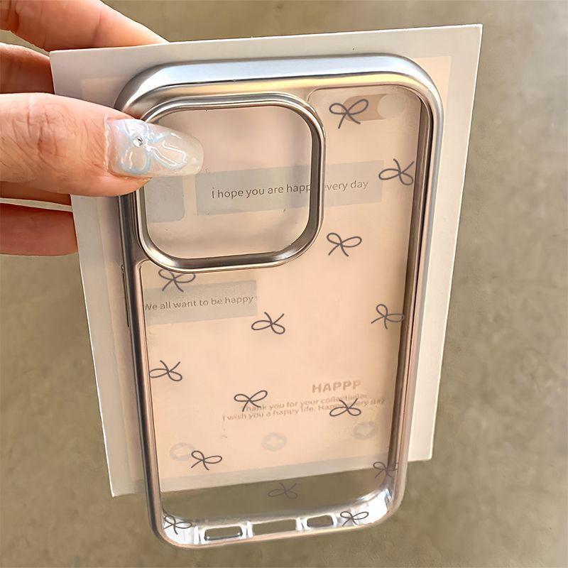 Korean Style Bow Electroplated Edge Case for Apple 11/12/14/15/16/17/16 Pro Max