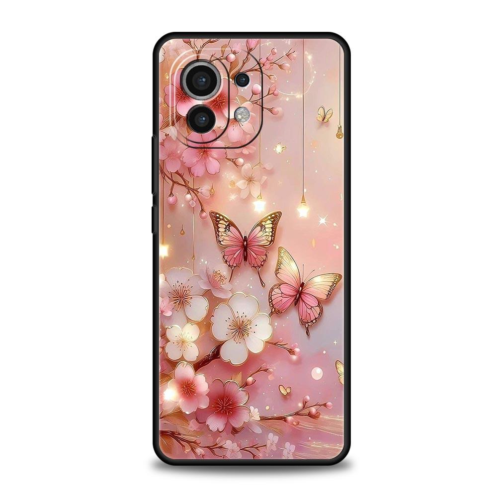 Цветочные и бабочки Чехол Для Xiaomi Mi 15 14 13 12 11 Lite 14T 13T 12T 11T Pro Poco X7 X6 X5 X3 Pro F6 F5 F4 Обложка