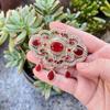 Elegant Round Floral Brooch for Ladies Ethnic Coffee Corsage Brides Wedding Jewelry Bohemian Brooch