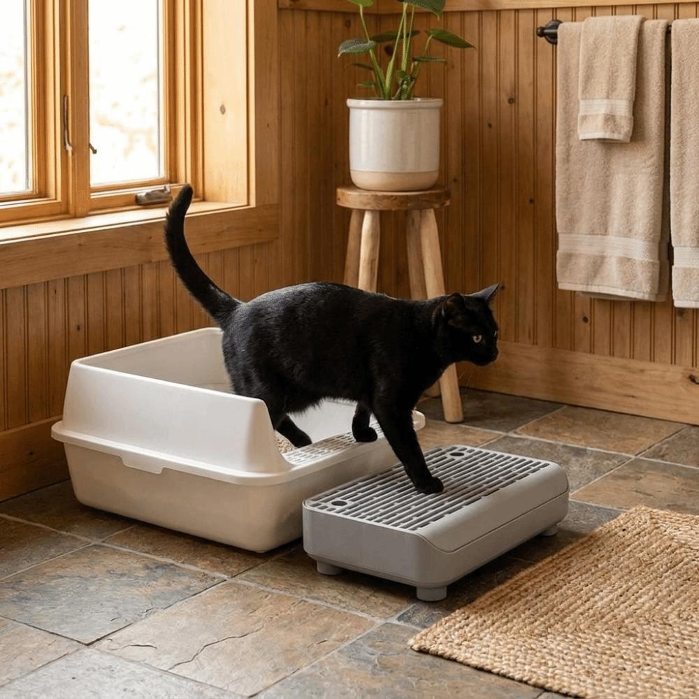 Non Slip Cat Step Filter Pedal Double Layer Cat Litter Ramp Cat Litter Box Step Easy Cleaning
