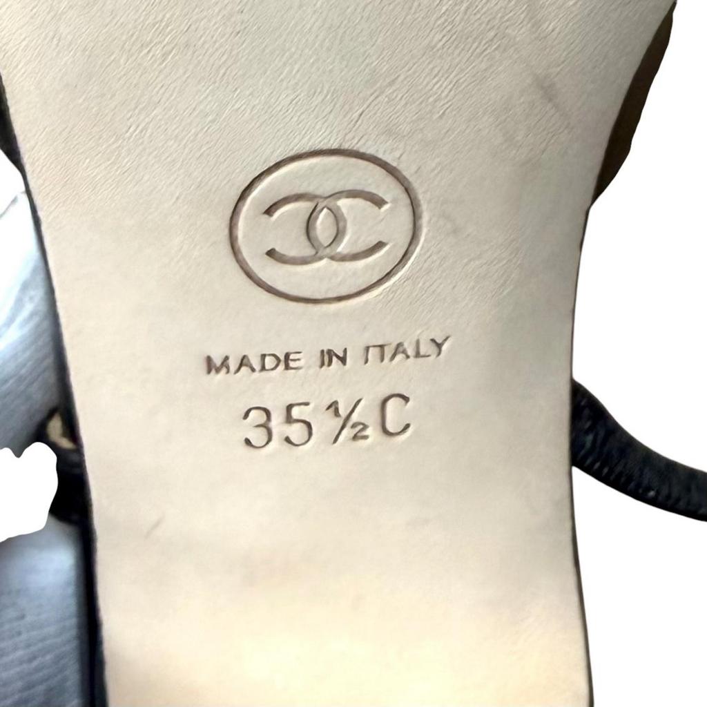 Excellent CHANEL pumps COCO MarkMetal Slingback Strap Leather 35.5 G31318 Used