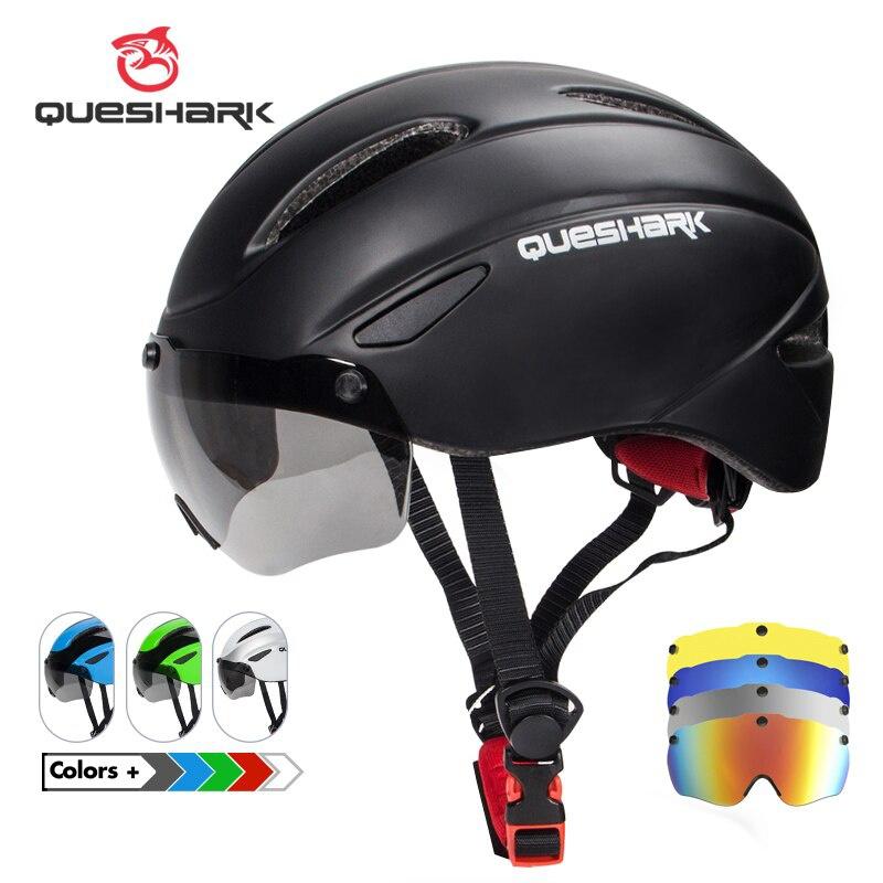 Queshark Велосипедный шлем со съемными линзами, MTB велосипедный шлем для мужчин и женщин, защитная крышка для езды на велосипеде S, размер 52-58 см