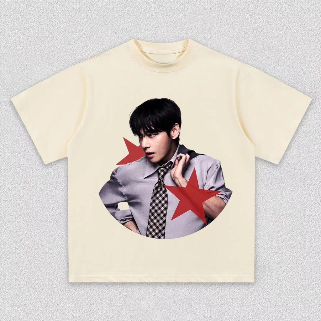 2026 BTS World Tour Arirang V Pattern Kpop Loose Fashion Unisex Women And Men T-Shirt