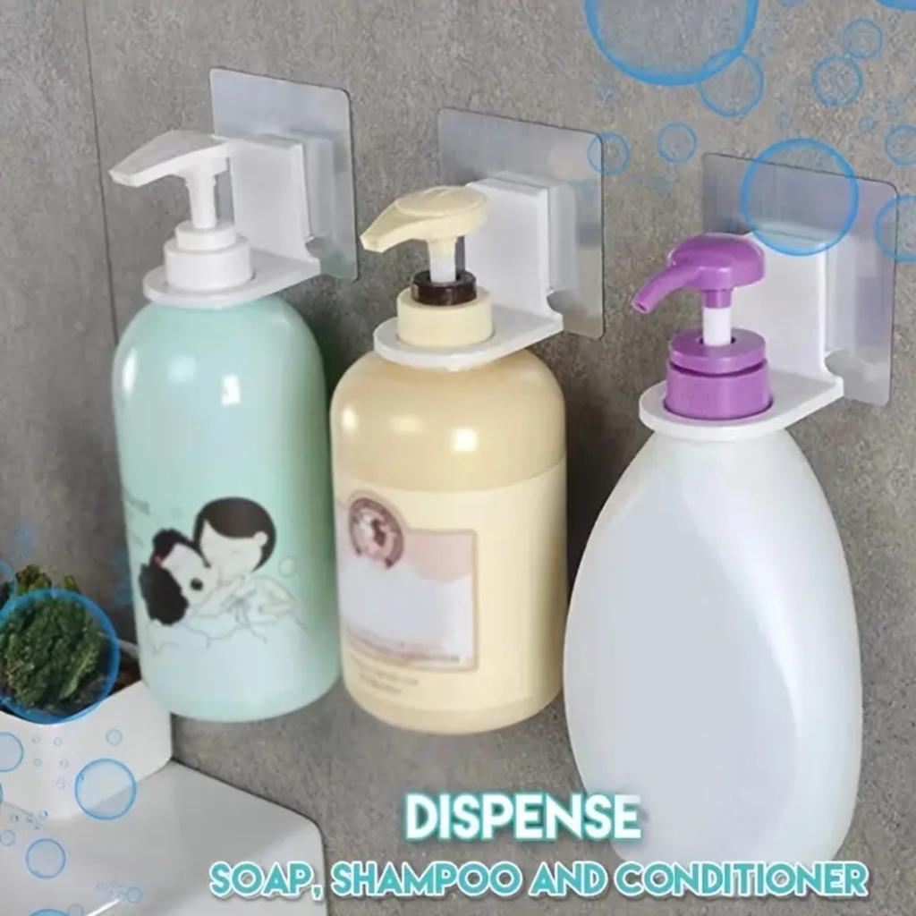 5Pcs Dispenser Bottle Holder Wall Mounted Adhesive Shampoo Lotion Hand Soap Bottle Hanger Bathroom Rack