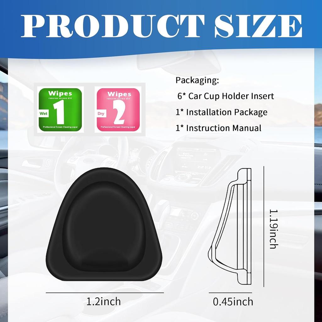 6PCS Upgraded Car Cup Holder Insert,Self-Adhesive Silicone Cup Holder Inserts for Car for Firmly Fixing Water Cups,Universal Anti-Slip Cars Cupholder