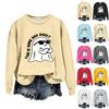 Women's Fashion Casual Long Sleeve Halloween Printed  Neck Sweatshirt