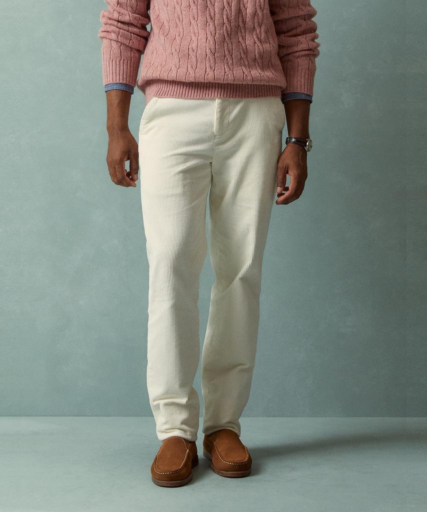 Брюки из вельвета с эластаном BROOKS BROTHERS, узкий крой, 8 нитей (слоновая кость) (Bbpcmnf403)