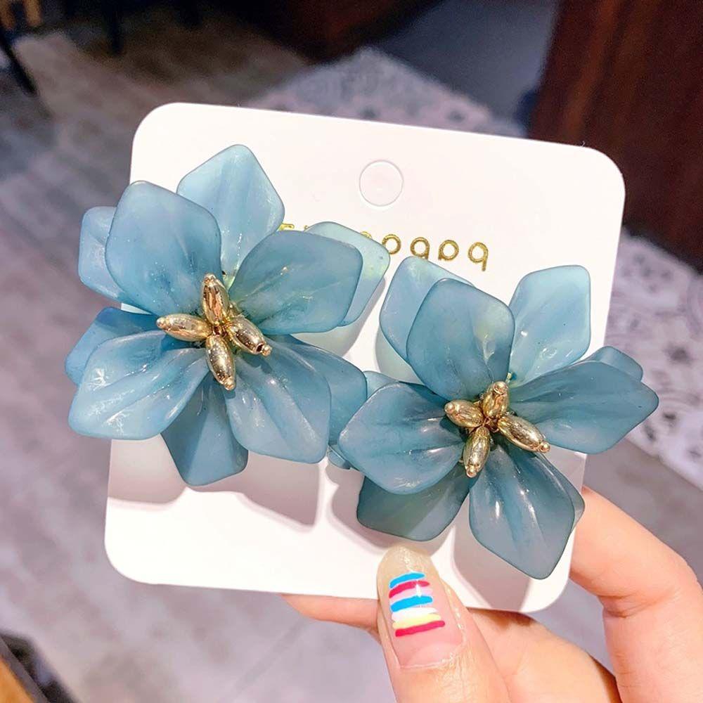 Girls Fashion Acrylic Resin  Personality Petals Studs Earrings Drop Earrings Accessories Jewelry