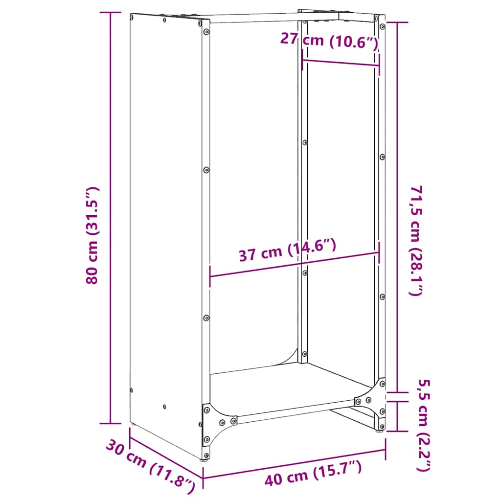 Firewood Rack Olive Green 40 x 30 x 80 cm Cold Rolled Steel