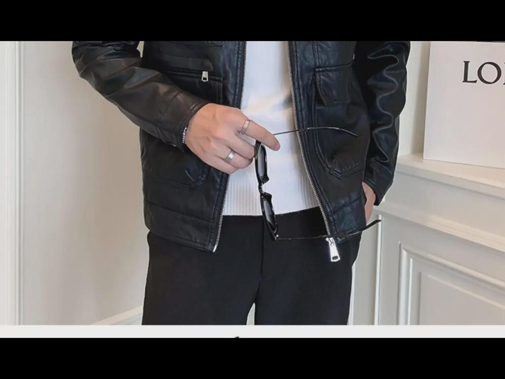 Мужская кожаная куртка в корейском стиле 2023 года — трендовая мода весна/осень