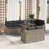 VidaXL 9-piece Garden Sofa Set with Grey Cushions In Poly Rattan 3349025