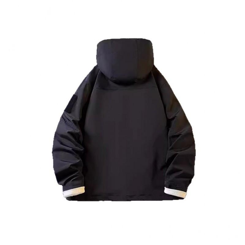 Mens Outdoor Windbreaker Jacket Casual Fall Hooded Cargo Hiking