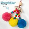 Fur Ball Bag Charm Tassel Pendant Retro Ethnic Style Straw Canvas Tote Decor Colorful Keychain Handbag Accessory Summer Beach