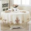 European -Style Embroidered Round Table Round Tablecloth Household Hollow Pastoral Tablecloth Chair Cushion Chair Cover Set
