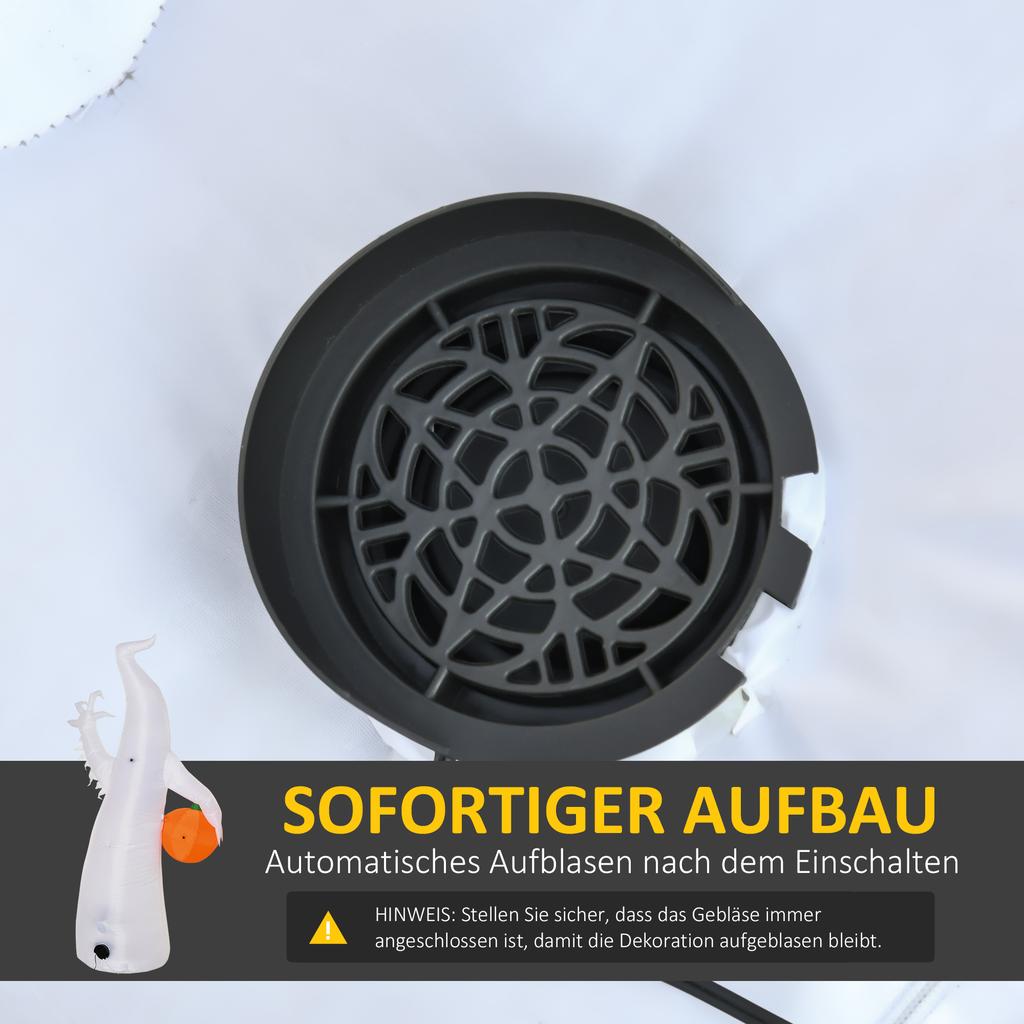 Self-inflating spooky ghost/ghost with LED lights, Halloween decoration, polyester, white, 105 x 65 x 180 cm