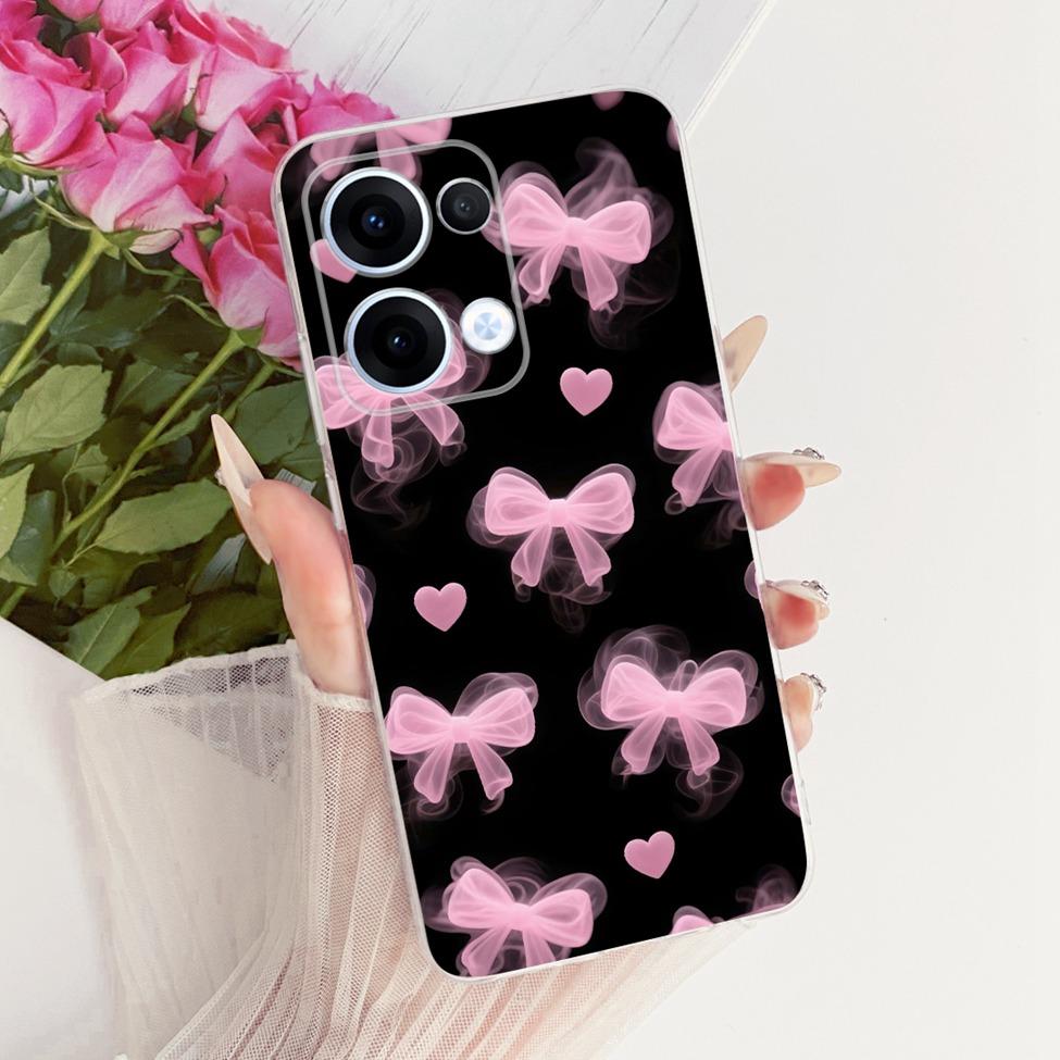 Transparent For Oppo Reno13 Case CPH2689 Cute Cat Fashion Butterfly Funny Painted Casing For Oppo Reno 13 PKM110 Cover