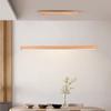 Светодиодный подвесной светильник из скандинавского дерева, простая потолочная люстра с регулируемой яркостью, для столовой, кухни, длиннополосный подвесной светильник