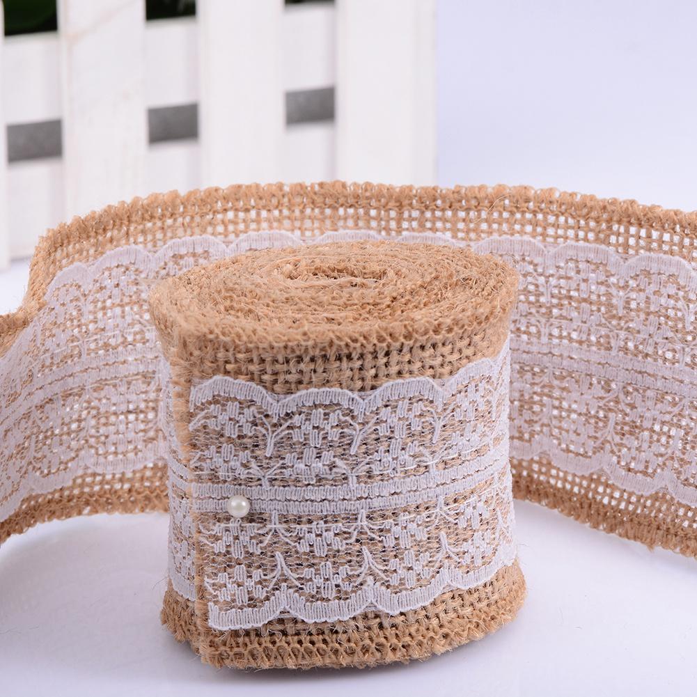Джут Лен Объем Кружево DIY Ручная Объемная Декорация Ширина 6 см Длина 2 м (Белое кружево)