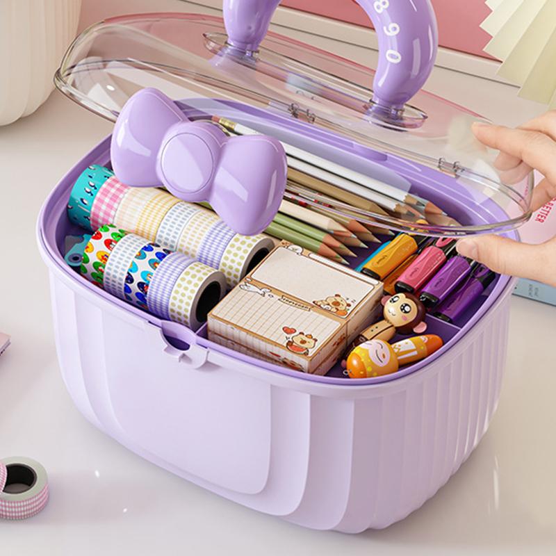 Двухслойная коробка для хранения заколок, симпатичная шкатулка для украшений для девочек, детская коробка для хранения аксессуаров для волос, многослойный контейнер для хранения