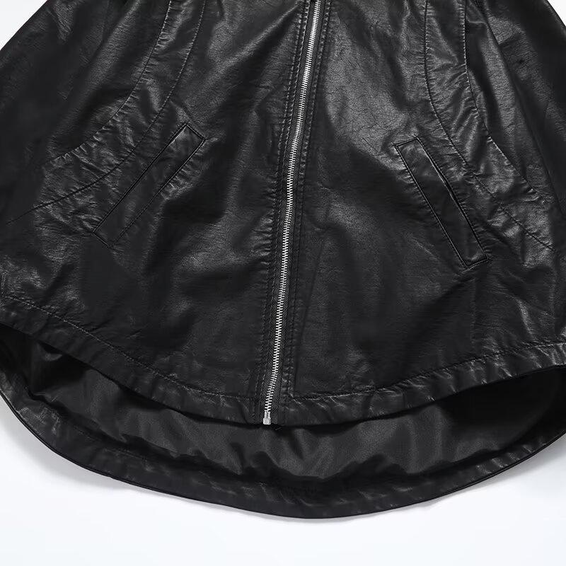 2024 Осень Женское пальто-толстовка с капюшоном в европейском и американском стиле из искусственной кожи