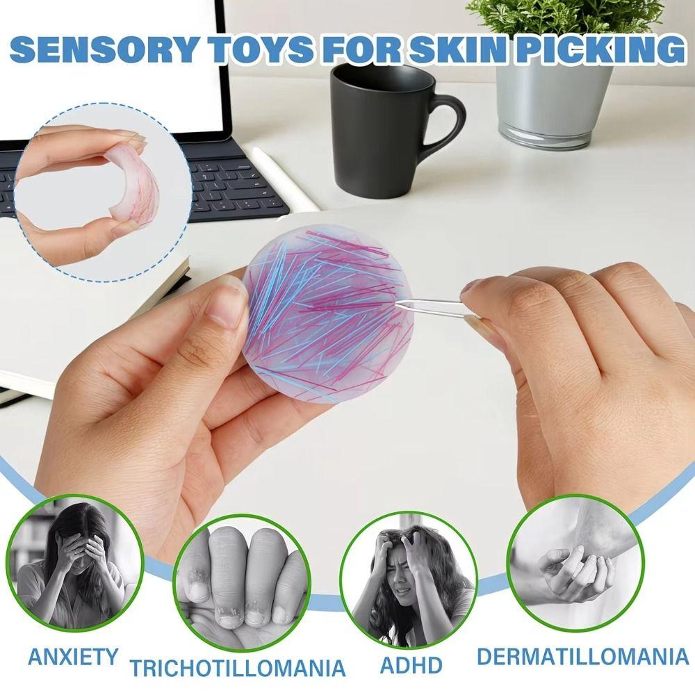 Round Skin Picking Fidget With Tweezers Sensory Picking Pad Funny Silicone Picking Pad Adults