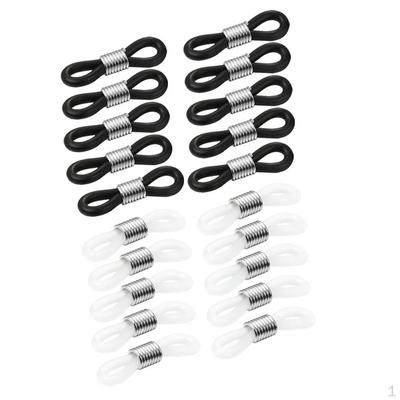 20 шт. черно-белые резиновые петли с металлической катушкой для очков, коннекторы цепочек для очков