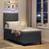 Box Spring Bed with LED Light Strips Dark Gray 80 x 200 cm Fabric