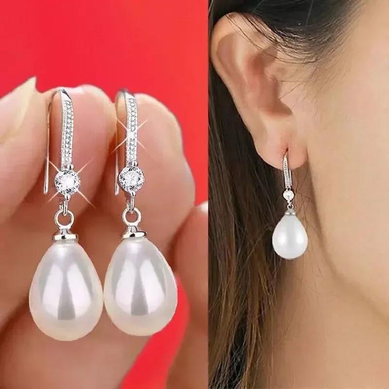 Серьги-капли из пресноводного жемчуга для женщин, Простая форма капли воды, Изысканная высококачественная имитация, Элегантные, Новые