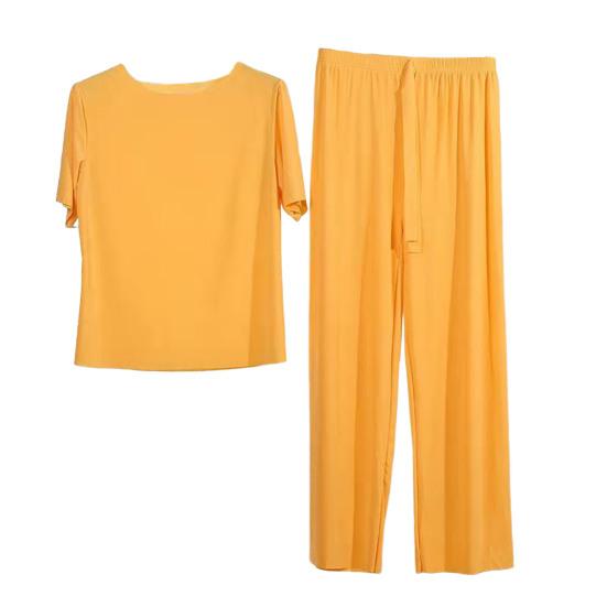 Женская одежда для дома, модный эластичный пояс, быстросохнущая женская одежда для дома, однотонный тонкий топ, брюки, одежда для сна, комплект одежды для сна