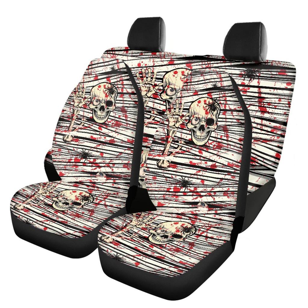 4 шт. чехлы на сиденья автомобиля с изображением черной кошки и тыквы на Хэллоуин, универсальные чехлы на сиденья автомобиля, защитные чехлы на сиденья, комплект прочных чехлов