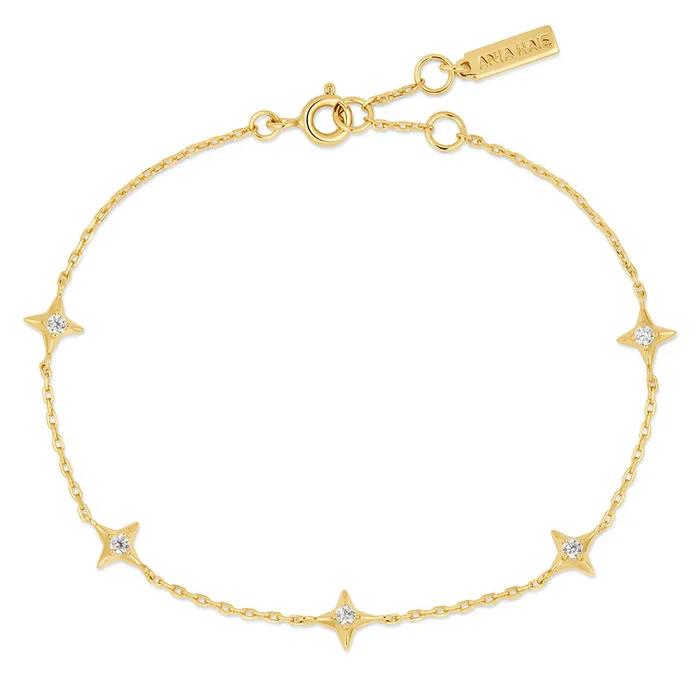 Браслет из стерлингового серебра 925 пробы со звездой Gold Star B061-02G.