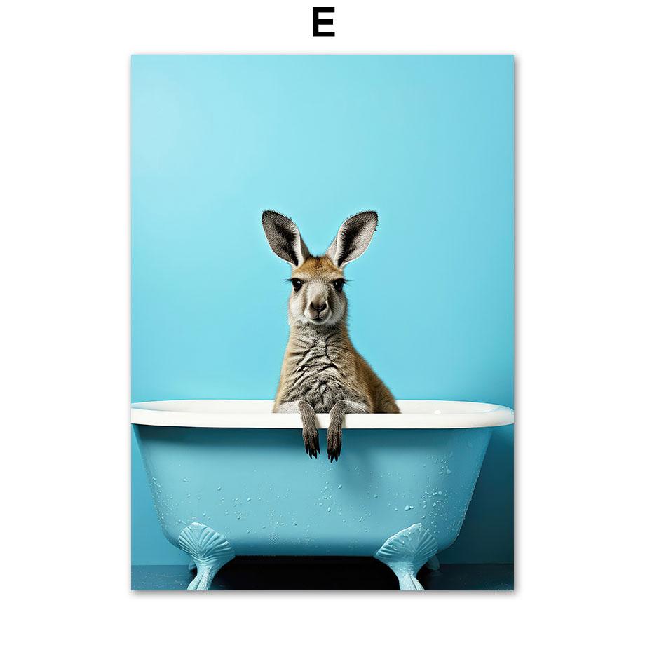 Забавный юмор для ванной комнаты, носорог, крокодил, леопард, сова, кенгуру, слон, собака, настенный домашний декор, туалетный плакат, художественный принт, холст, живопись