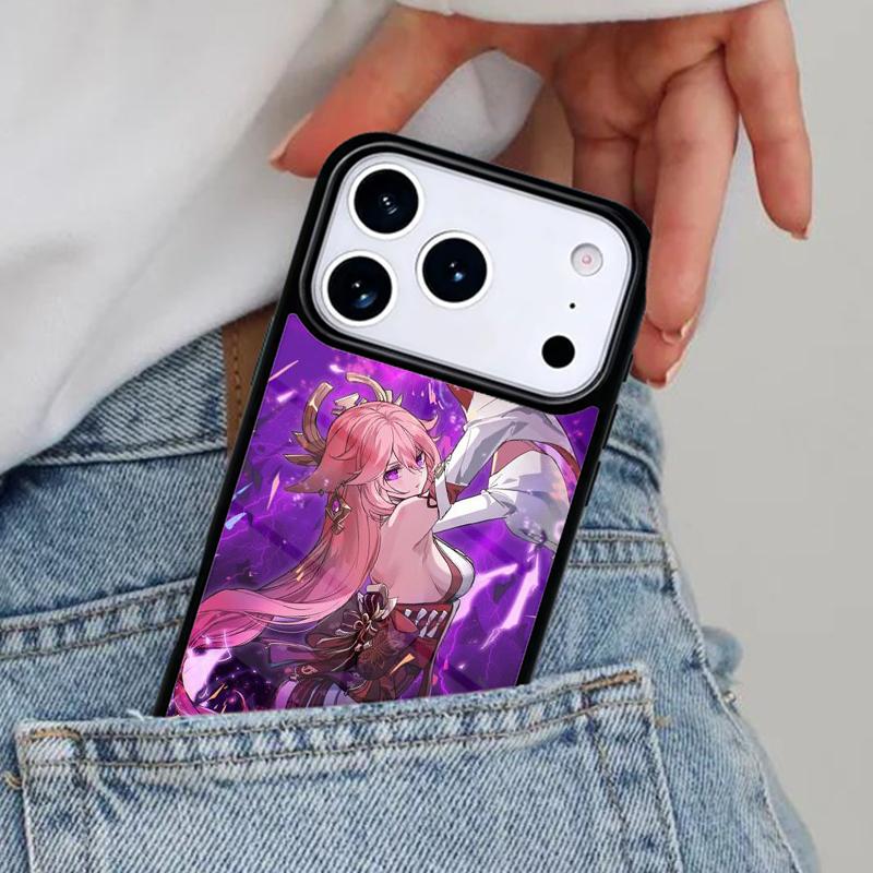 Чехол для телефона Yae Miko Genshin Impact для iPhone 17ProMax 12 13 14 15 16e 17 Pro Max Plus Air Cover