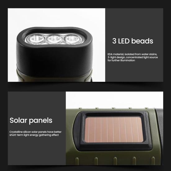 Солнечный и ручной фонарик 5-в-1 Аварийный светодиодный свет с зарядкой Type-C Водонепроницаемый портативный внешний аккумулятор для кемпинга и использования на открытом воздухе