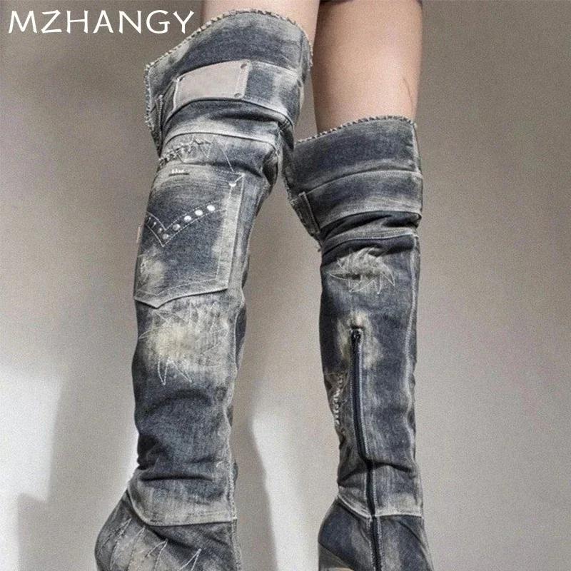 Женские ковбойские высокие ботинки с острым носком, сексуальные туфли на высоком каблуке, элегантные женские зимние ботинки челси 2024 года, туфли-лодочки, новые женские ботинки