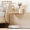 Set of 2 Floating Nightstands, Rattan Drawer, 40x30x15 cm, Natural