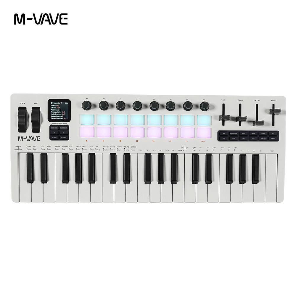 MIDI-клавиатура M-VAVE SMK-37 PRO, 37 клавиш, поддержка работы с ПО, USB MIDI-контроллер с 8 ручками и 16 RGB-пэдами