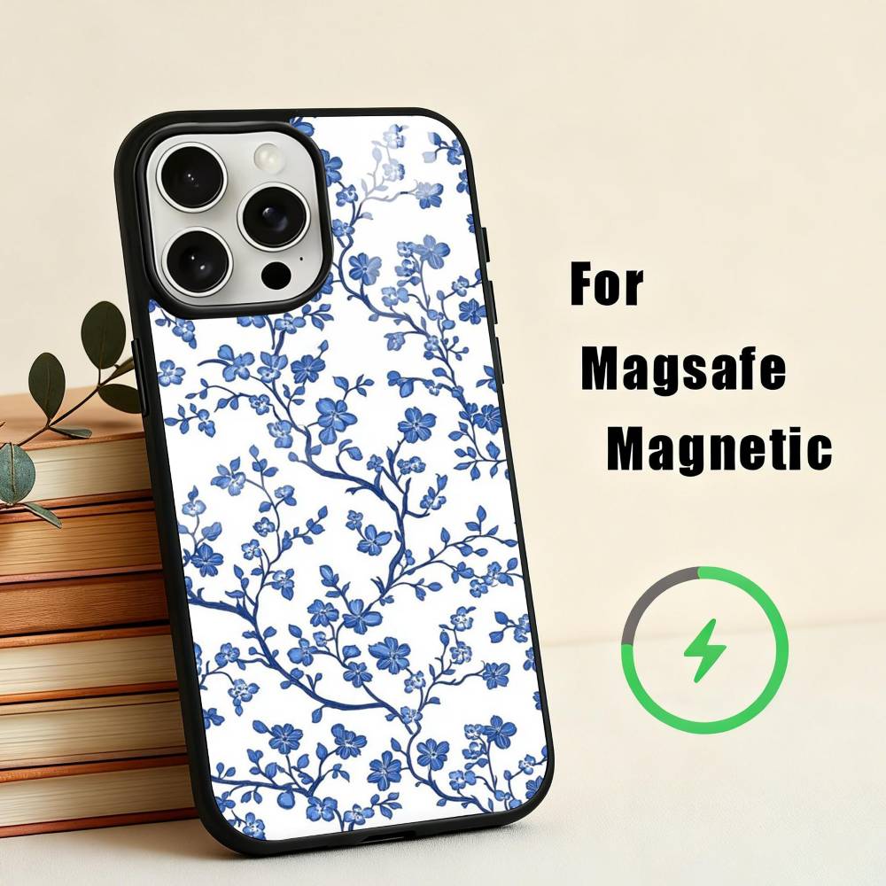 B-blue and W-white china Phone Case For iPhone17,16,15,14,13,12,11 Plus,Pro Max Magnetic For Magsafe Wireless Charging